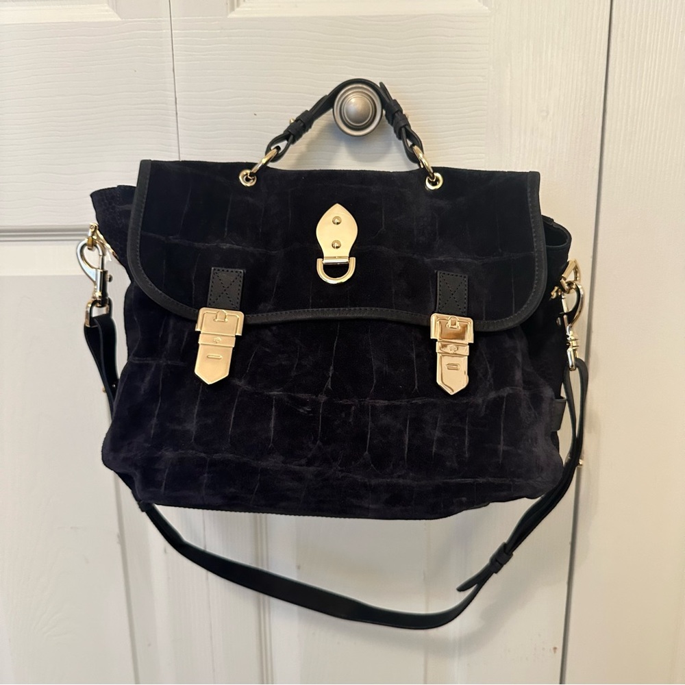 Mulberry Tillie Satchel Crocodile Embossed Suede messenger cross body bag